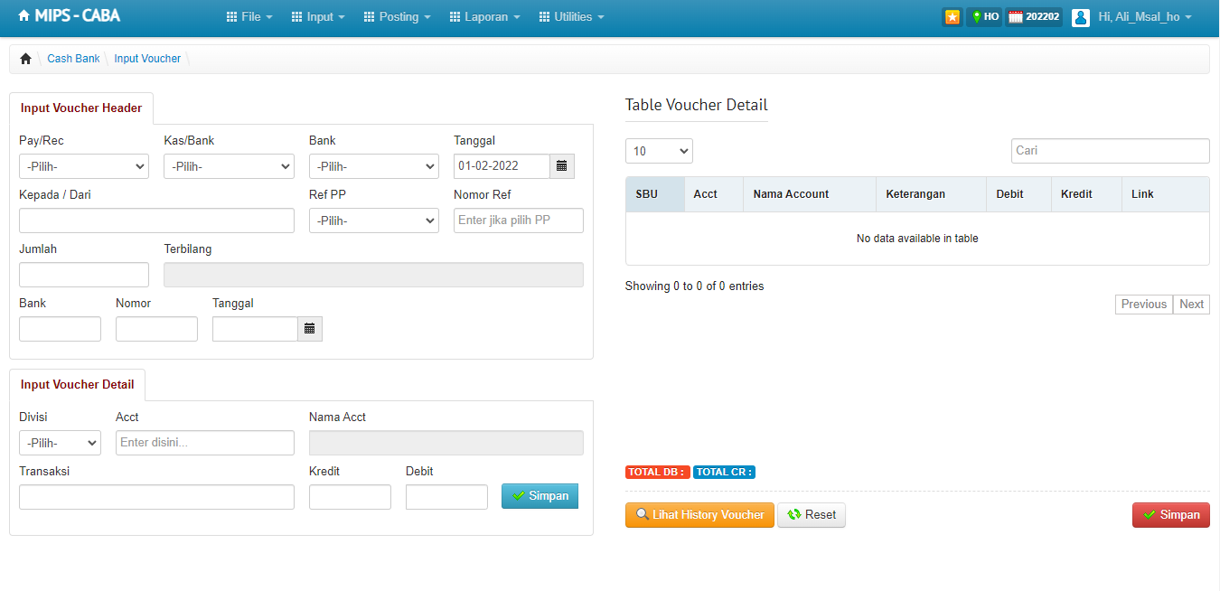 Cash and Bank Application